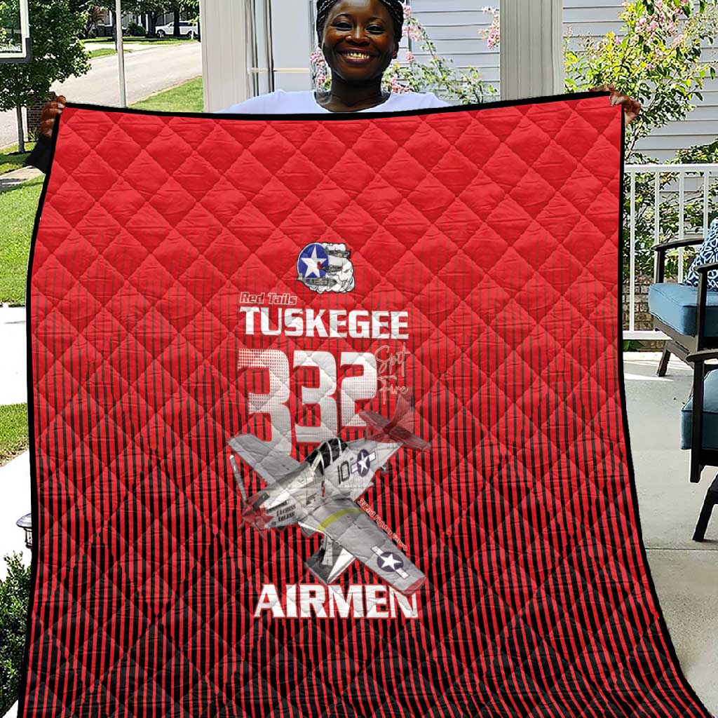 Tuskegee Red Tails Airmen Quilt 332nd Fighter Group - Black Red - African Pride
