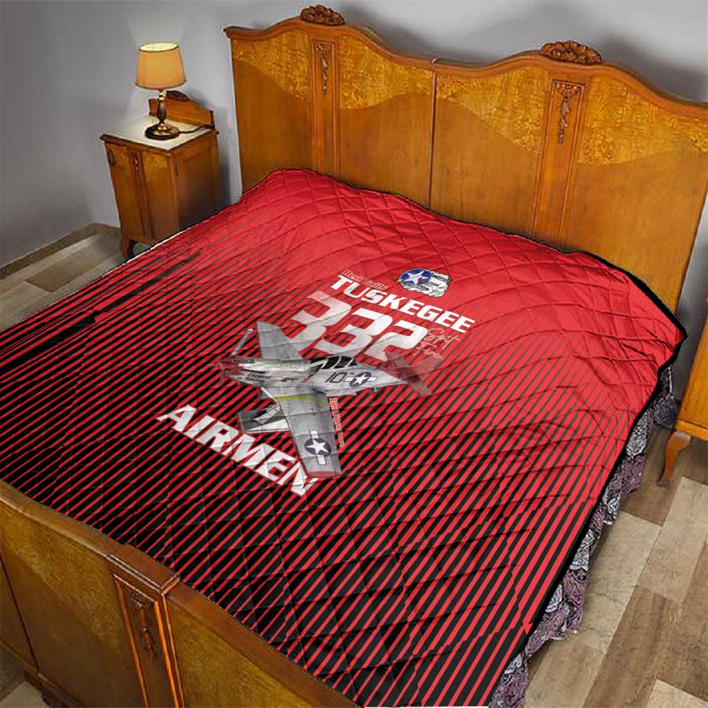 Tuskegee Red Tails Airmen Quilt 332nd Fighter Group - Black Red - African Pride