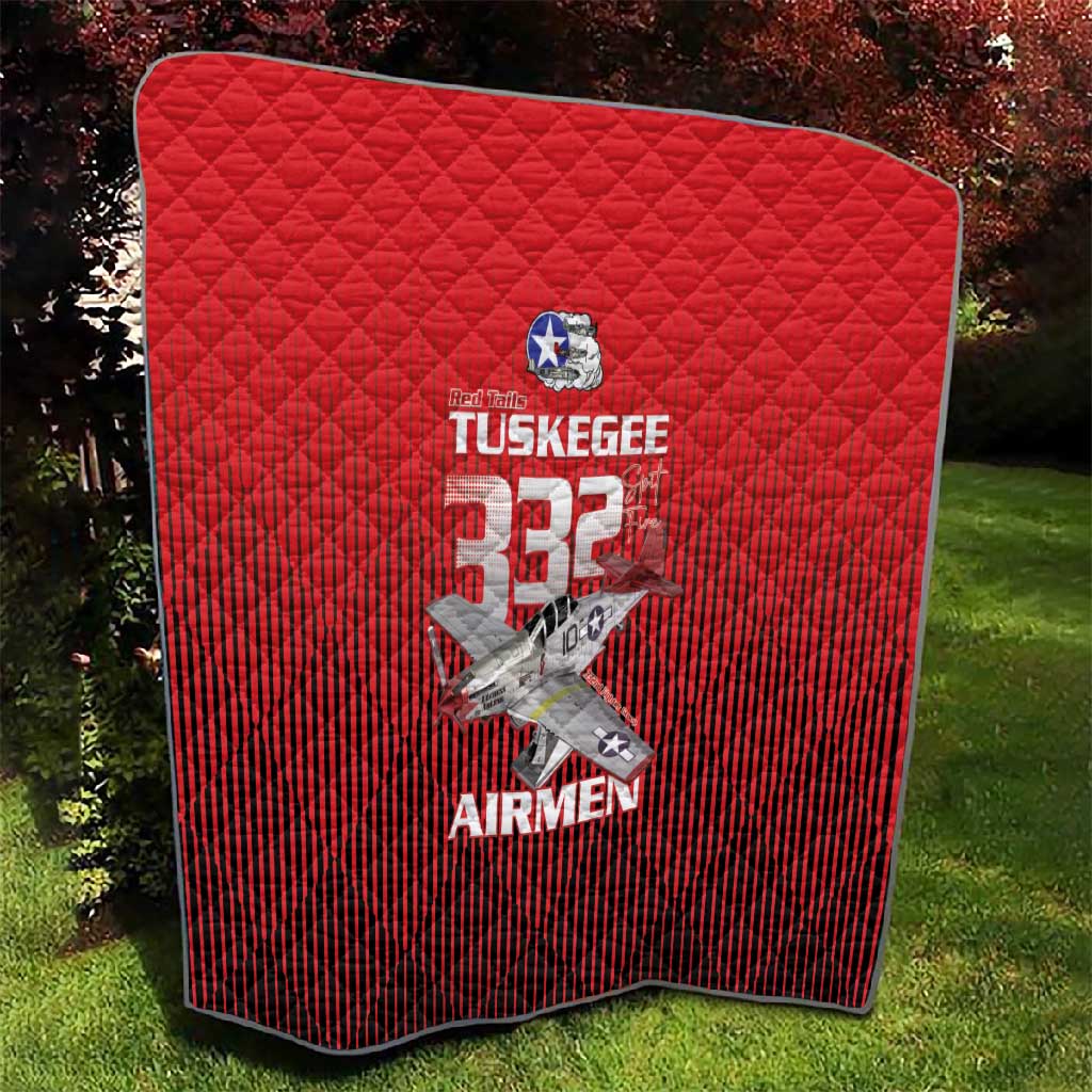 Tuskegee Red Tails Airmen Quilt 332nd Fighter Group - Black Red - African Pride