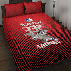 Tuskegee Red Tails Airmen Quilt Bed Set 332nd Fighter Group - Black Red - African Pride