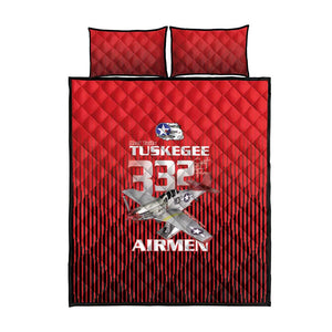 Tuskegee Red Tails Airmen Quilt Bed Set 332nd Fighter Group - Black Red - African Pride