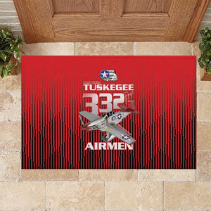 Tuskegee Red Tails Airmen Rubber Doormat 332nd Fighter Group - Black Red - African Pride