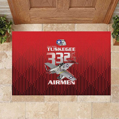 Tuskegee Red Tails Airmen Rubber Doormat 332nd Fighter Group - Black Red - African Pride