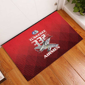 Tuskegee Red Tails Airmen Rubber Doormat 332nd Fighter Group - Black Red - African Pride
