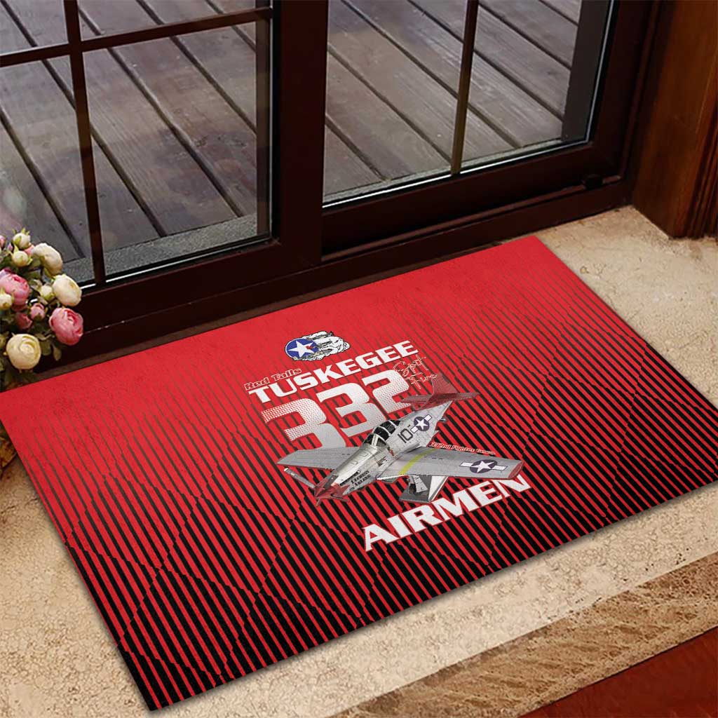 Tuskegee Red Tails Airmen Rubber Doormat 332nd Fighter Group - Black Red - African Pride