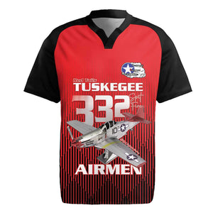 Tuskegee Red Tails Airmen Rugby Jersey 332nd Fighter Group - Black Red - African Pride