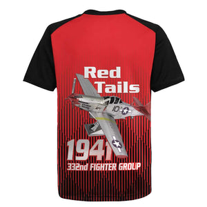 Tuskegee Red Tails Airmen Rugby Jersey 332nd Fighter Group - Black Red - African Pride