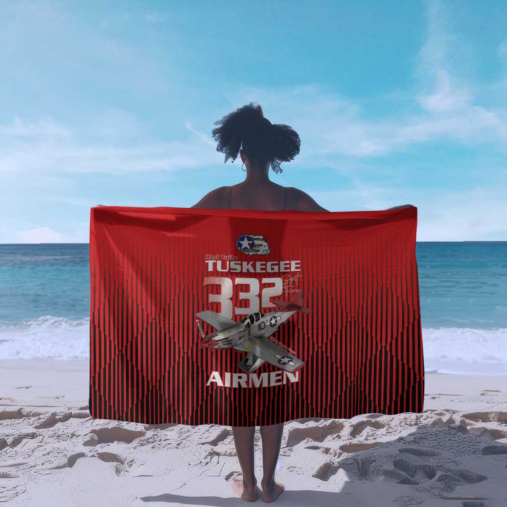 Tuskegee Red Tails Airmen Sarong 332nd Fighter Group - Black Red - African Pride