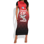 Tuskegee Red Tails Airmen Short Sleeve Bodycon Dress 332nd Fighter Group - Black Red - African Pride
