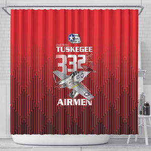 Tuskegee Red Tails Airmen Shower Curtain 332nd Fighter Group - Black Red - African Pride