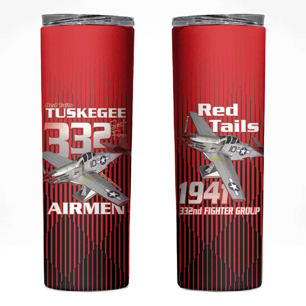 Tuskegee Red Tails Airmen Skinny Tumbler 332nd Fighter Group - Black Red - African Pride