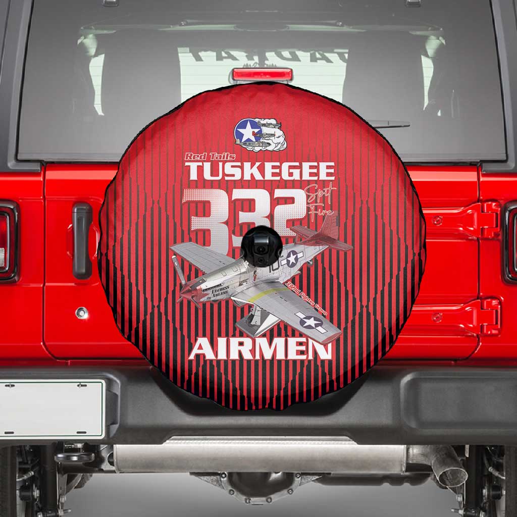 Tuskegee Red Tails Airmen Spare Tire Cover 332nd Fighter Group - Black Red - African Pride