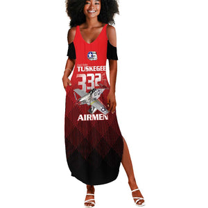 Tuskegee Red Tails Airmen Summer Maxi Dress 332nd Fighter Group - Black Red - African Pride