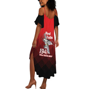 Tuskegee Red Tails Airmen Summer Maxi Dress 332nd Fighter Group - Black Red - African Pride