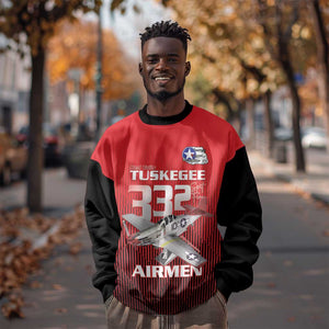 Tuskegee Red Tails Airmen Sweatshirt 332nd Fighter Group - Black Red - African Pride