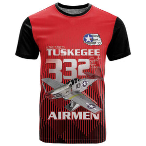 Tuskegee Red Tails Airmen T shirt 332nd Fighter Group - Black Red - African Pride
