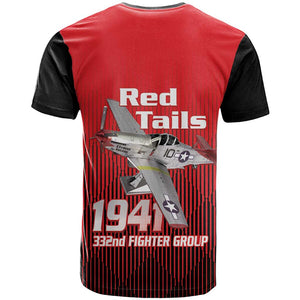 Tuskegee Red Tails Airmen T shirt 332nd Fighter Group - Black Red - African Pride