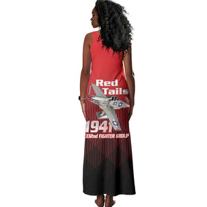 Tuskegee Red Tails Airmen Tank Maxi Dress 332nd Fighter Group - Black Red - African Pride