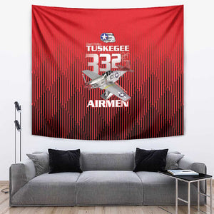 Tuskegee Red Tails Airmen Tapestry 332nd Fighter Group - Black Red - African Pride