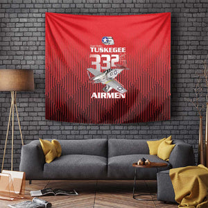 Tuskegee Red Tails Airmen Tapestry 332nd Fighter Group - Black Red - African Pride