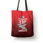 Tuskegee Red Tails Airmen Tote Bag P-51 Mustang 332nd Fighter Group - Black Red