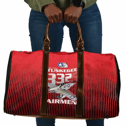 Tuskegee Red Tails Airmen Travel Bag P-51 Mustang 332nd Fighter Group - Black Red