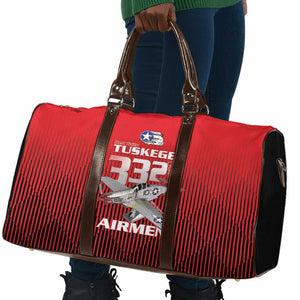 Tuskegee Red Tails Airmen Travel Bag P-51 Mustang 332nd Fighter Group - Black Red