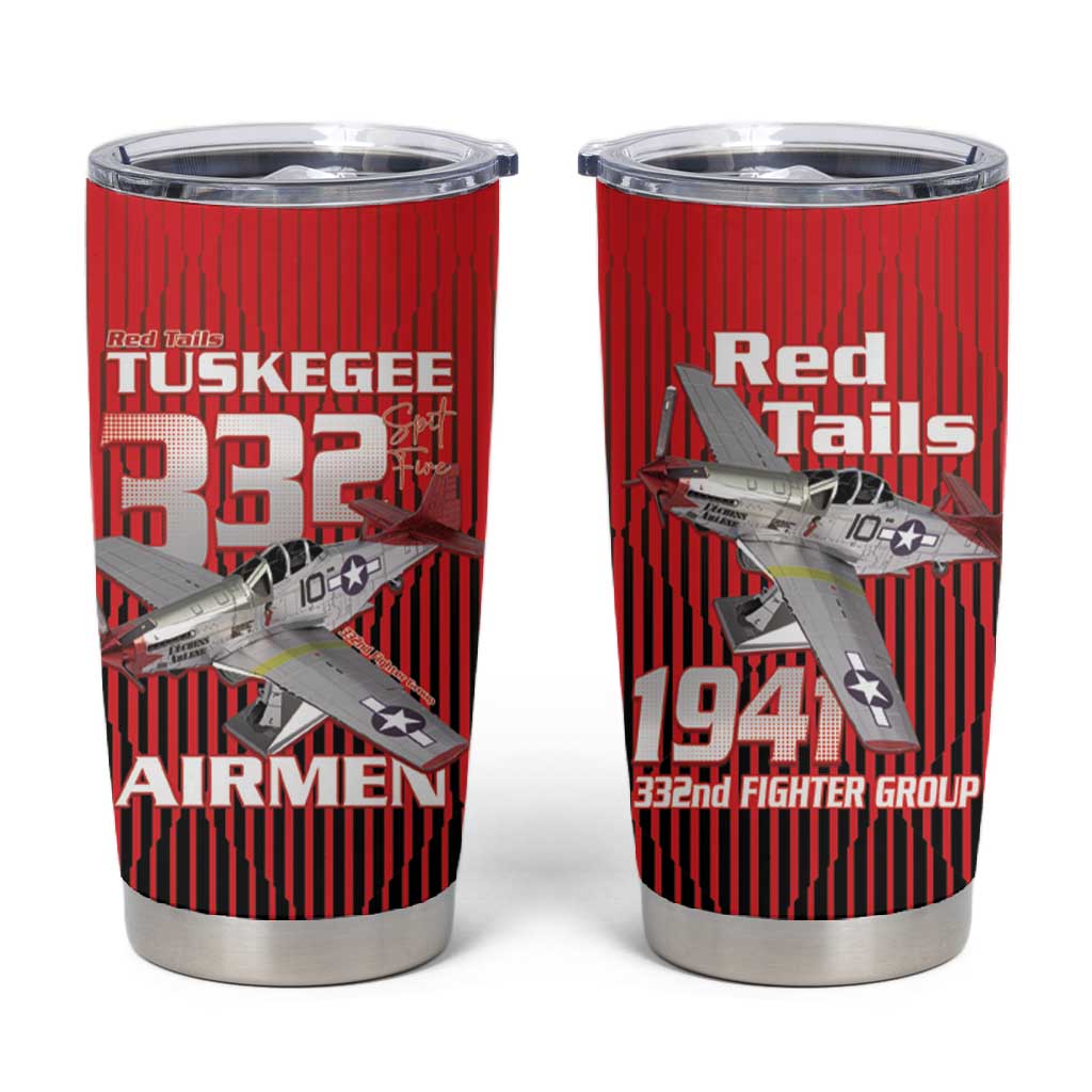 Tuskegee Red Tails Airmen Tumbler Cup 332nd Fighter Group - Black Red - African Pride