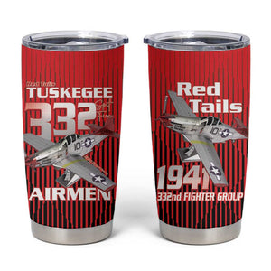 Tuskegee Red Tails Airmen Tumbler Cup 332nd Fighter Group - Black Red - African Pride