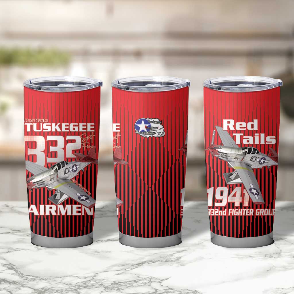 Tuskegee Red Tails Airmen Tumbler Cup 332nd Fighter Group - Black Red - African Pride