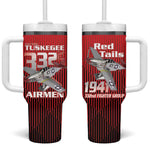 Tuskegee Red Tails Airmen Tumbler With Handle 332nd Fighter Group - Black Red - African Pride