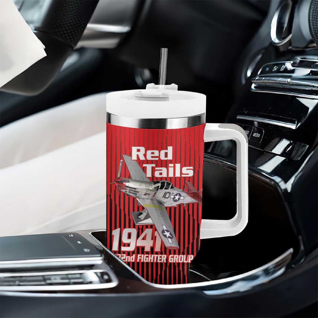 Tuskegee Red Tails Airmen Tumbler With Handle 332nd Fighter Group - Black Red - African Pride