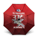 Tuskegee Red Tails Airmen Umbrella P-51 Mustang 332nd Fighter Group - Black Red