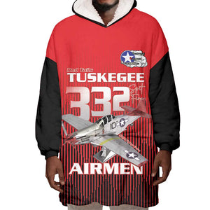 Tuskegee Red Tails Airmen Wearable Blanket Hoodie 332nd Fighter Group - Black Red - African Pride