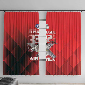 Tuskegee Red Tails Airmen Window Curtain 332nd Fighter Group - Black Red - African Pride
