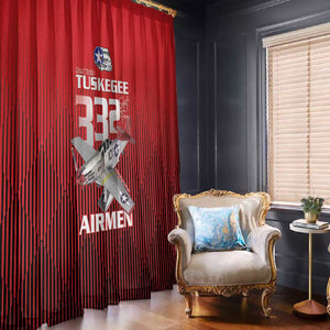 Tuskegee Red Tails Airmen Window Curtain 332nd Fighter Group - Black Red - African Pride