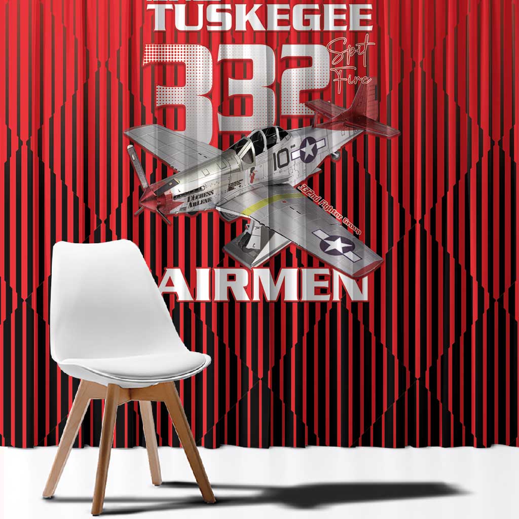 Tuskegee Red Tails Airmen Window Curtain 332nd Fighter Group - Black Red - African Pride