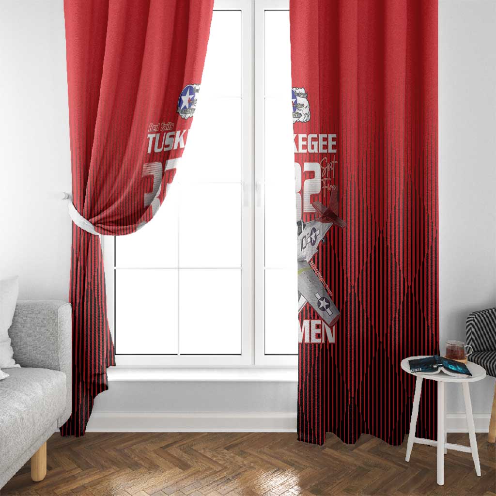 Tuskegee Red Tails Airmen Window Curtain 332nd Fighter Group - Black Red - African Pride