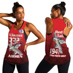 Tuskegee Red Tails Airmen Women Racerback Tank 332nd Fighter Group - Black Red - African Pride