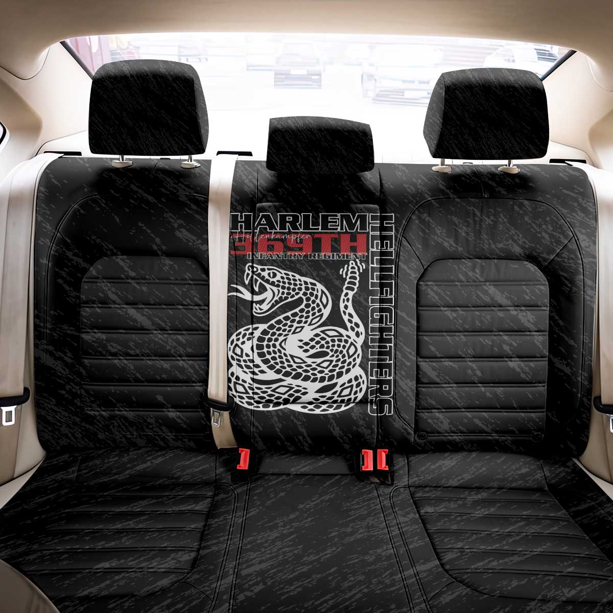 Harlem Hellfighters Back Car Seat Cover Harlem Rattlers - Don't Tread on Me - African Pride