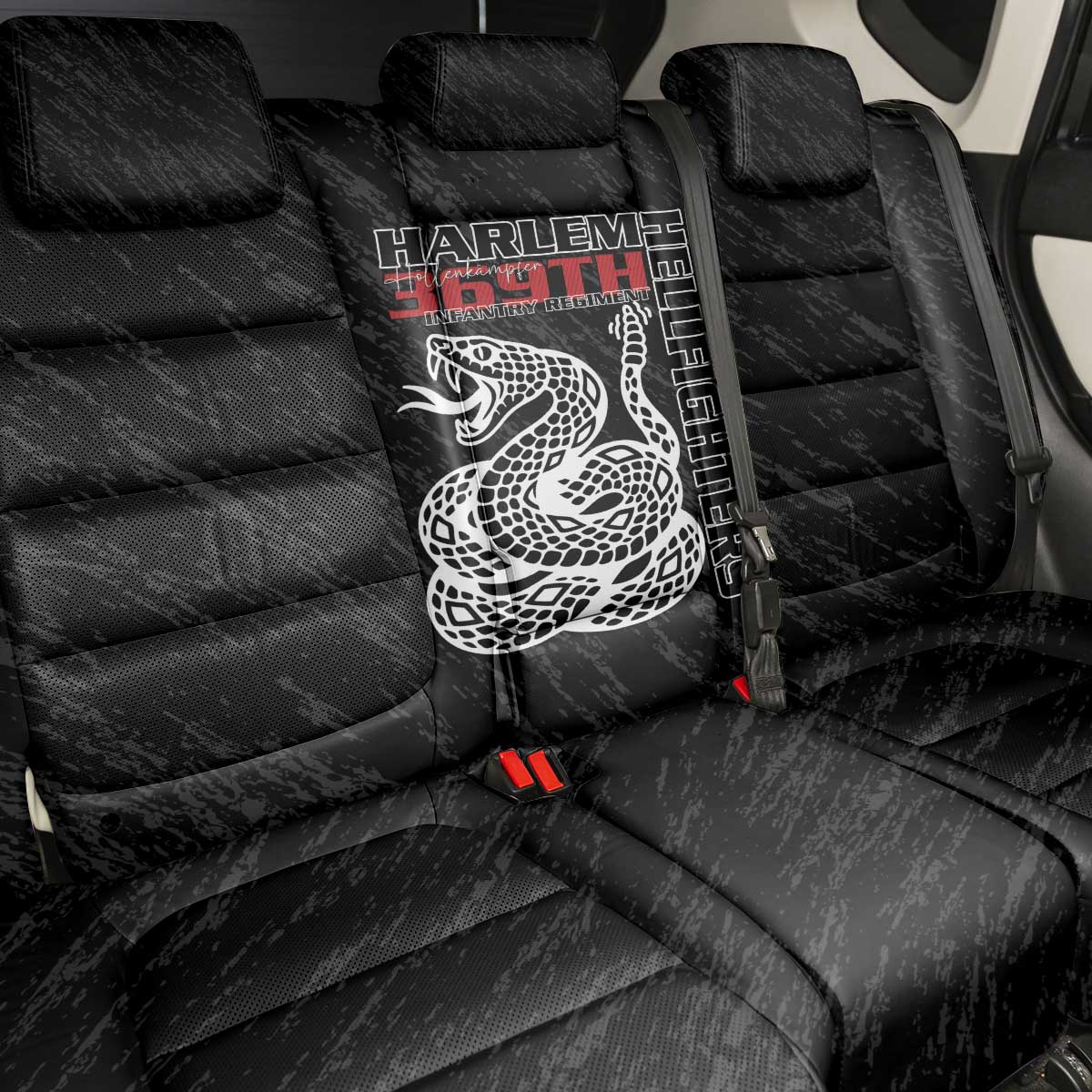 Harlem Hellfighters Back Car Seat Cover Harlem Rattlers - Don't Tread on Me - African Pride
