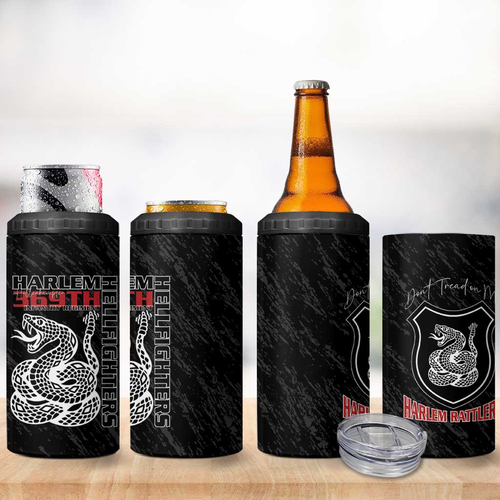 Harlem Hellfighters 4 in 1 Can Cooler Tumbler Harlem Rattlers - Don't Tread on Me - African Pride
