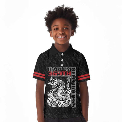 Harlem Hellfighters Kid Polo Shirt Harlem Rattlers - Don't Tread on Me - African Pride