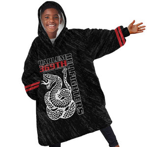 Harlem Hellfighters Kid Wearable Blanket Hoodie Harlem Rattlers - Don't Tread on Me - African Pride