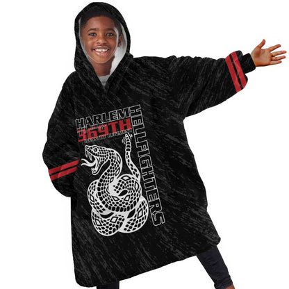 Harlem Hellfighters Kid Wearable Blanket Hoodie Harlem Rattlers - Don't Tread on Me - African Pride