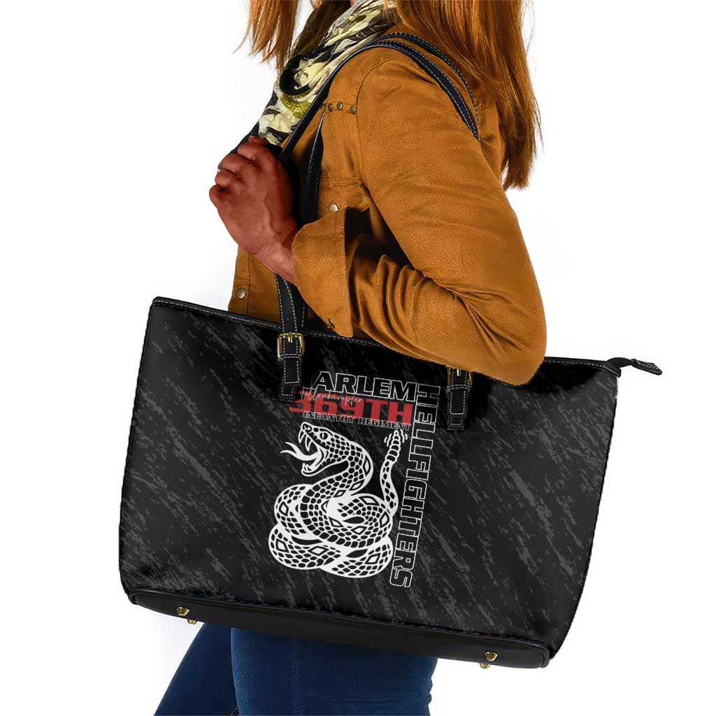 Harlem Hellfighters Leather Tote Bag Harlem Rattlers - Don't Tread on Me - African Pride