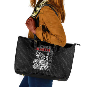 Harlem Hellfighters Leather Tote Bag Harlem Rattlers - Don't Tread on Me - African Pride