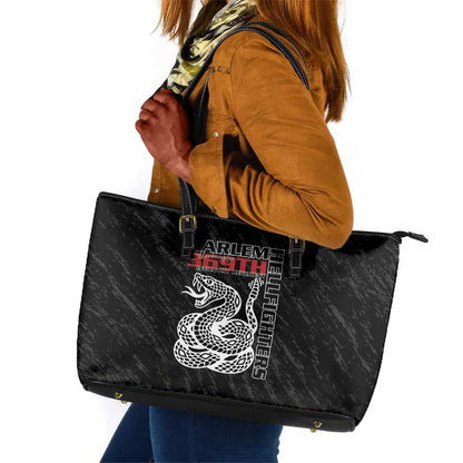Harlem Hellfighters Leather Tote Bag Harlem Rattlers - Don't Tread on Me - African Pride