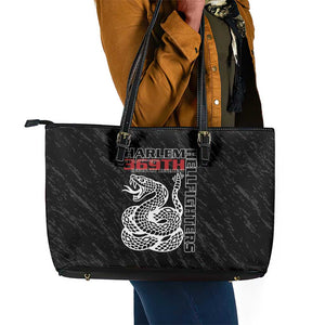 Harlem Hellfighters Leather Tote Bag Harlem Rattlers - Don't Tread on Me - African Pride