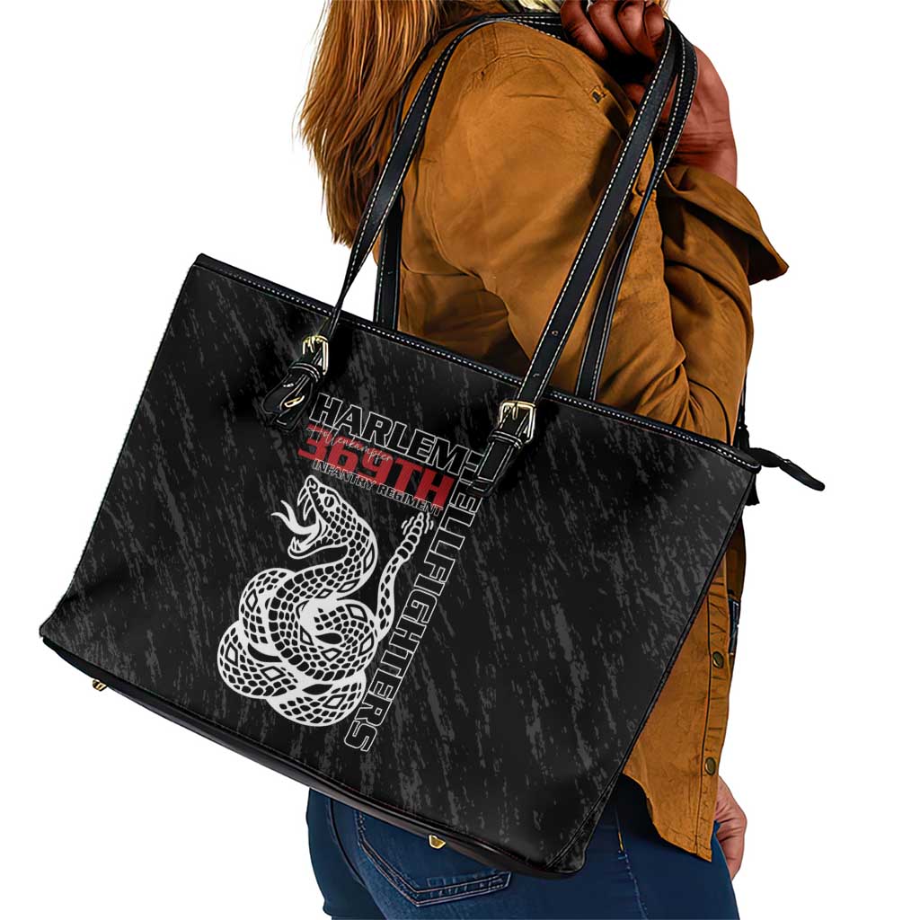 Harlem Hellfighters Leather Tote Bag Harlem Rattlers - Don't Tread on Me - African Pride